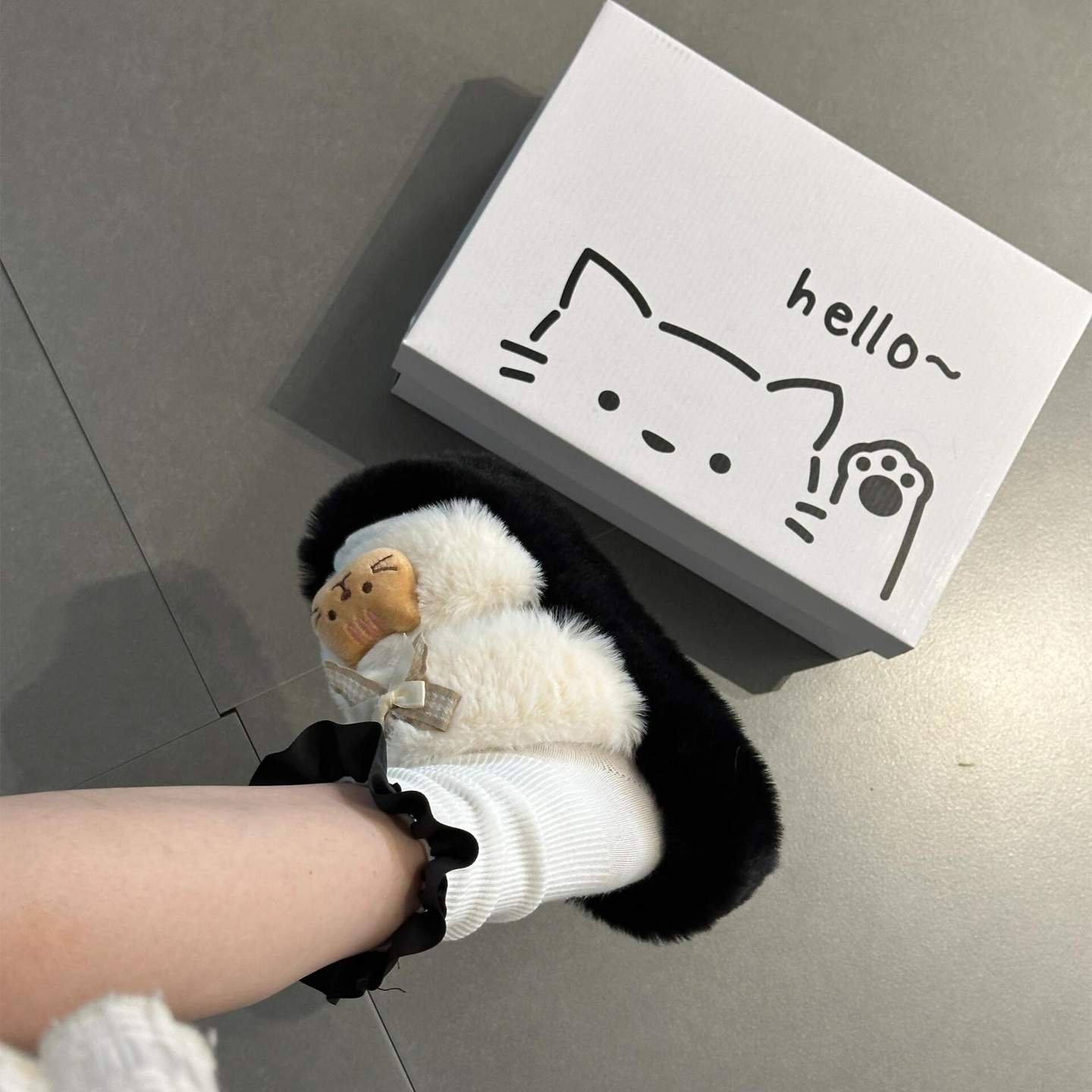 毛毛拖鞋女百搭秋冬季新款外穿厚底加绒防滑可爱2025超火棉鞋女士-图1