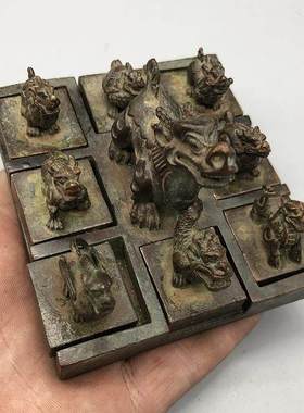 古玩杂项收藏仿古印章龙印章九子真龙印章子母章套章九龙印章