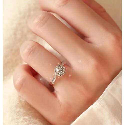 结婚戒指一对仿真莫桑对戒钻戒活口女戒求婚结婚拍照道具送女友 - 图1