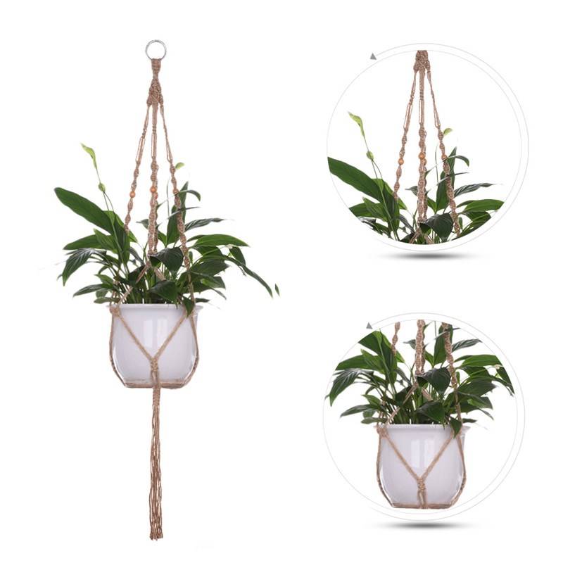 1pc Large-sized  Plant Hanger Basket  Handmade Rope Pots Hol - 图2