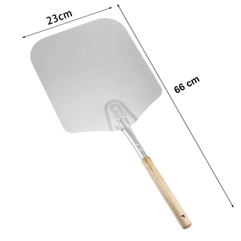 Aluminum 9 Inch Pizza Peel Shovel with Wooden Handle Cake Sh - 图0