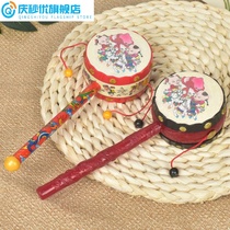 Dial wave drum 0-6-12 months baby can nibble traditional wave drum rocking bell hand drum baby toy 1 year old