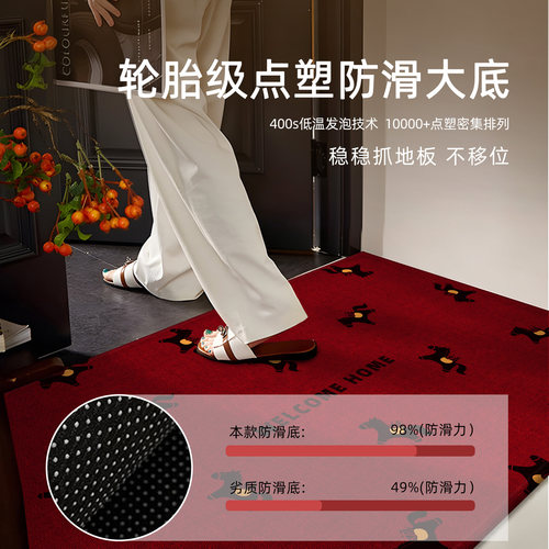 乔迁地垫入户门垫红色高级感家用玄关免洗可擦脚垫新居防滑垫子 - 图1