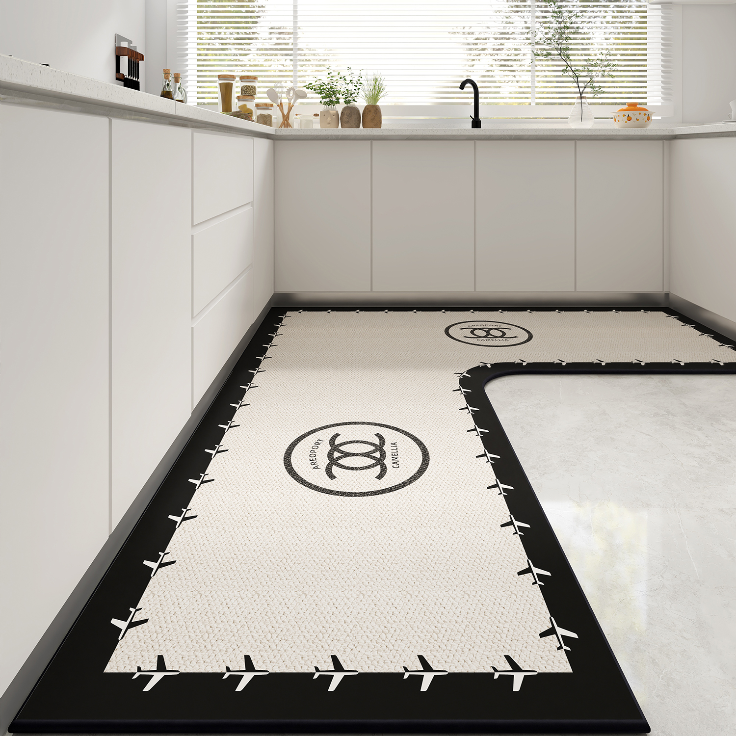 纯色高级感厨房地垫进门防滑防水吸油脚垫可裁剪家用地毯2025新款 - 图3