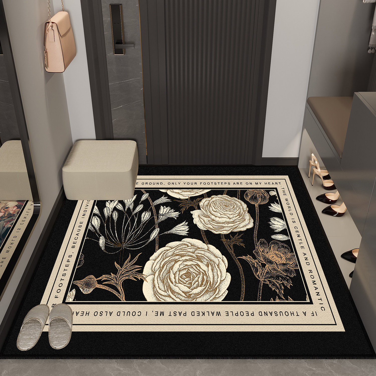 高级定制入户门地垫美式复古玄关脚垫门口地毯家用防滑可剪裁门垫,淘宝优惠券,粉丝福利购,淘宝优惠卷