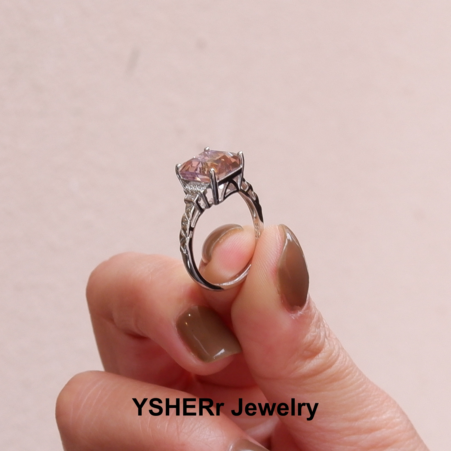 Crystal ring women's natural ametrine ring high-end