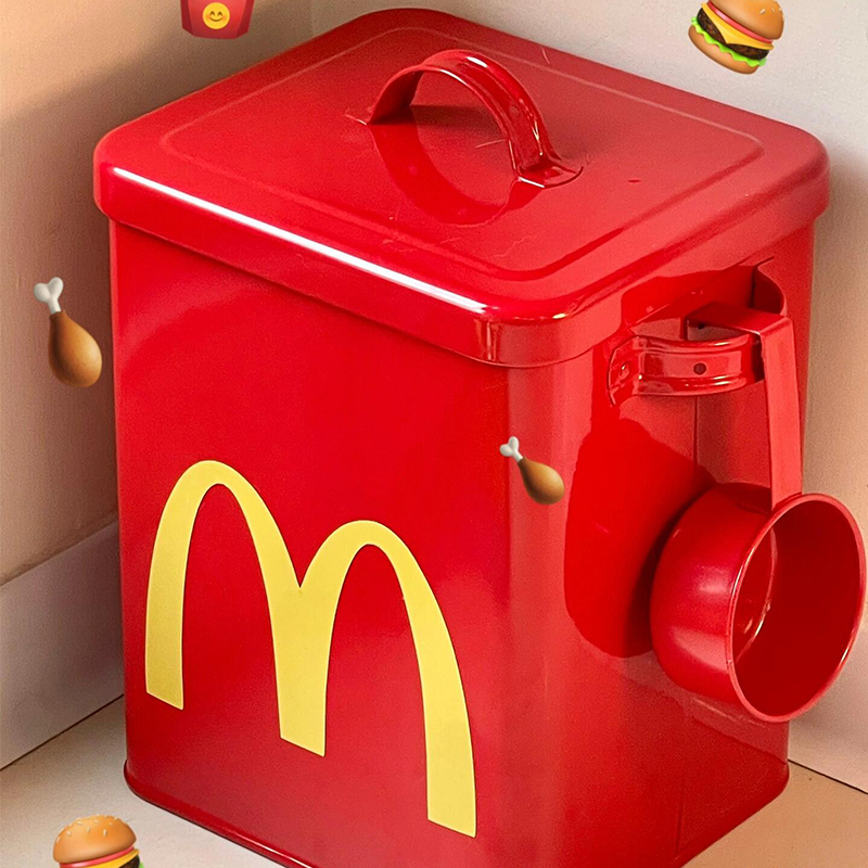 麦当劳猫粮桶狗粮储存桶密封防潮防虫宠物粮储粮桶大容量铁桶米桶 - 图3