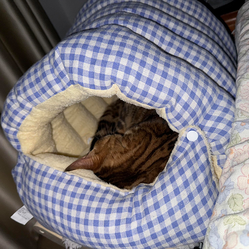 猫窝冬天保暖防寒封闭式安全感狗窝宠物用品四季通用隧道睡袋猫床 - 图0