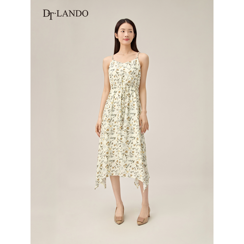 DTLANDO商场同款秋季度假风女装吊带连衣裙收腰显瘦长裙子