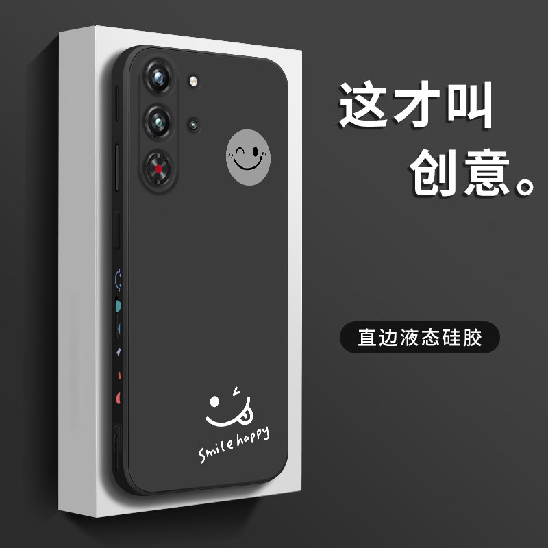 适用红魔10pro手机壳新款努比亚红魔10spro+液态硅胶软壳NX789J镜头全包防摔保护套电竞游戏散热男女网红笑脸-图3