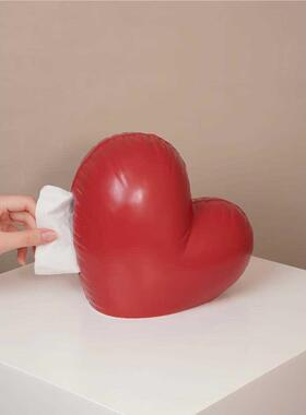 COCO 陶瓷爱心纸巾盒真褶皱客厅桌面餐巾盒家居房间装饰用品