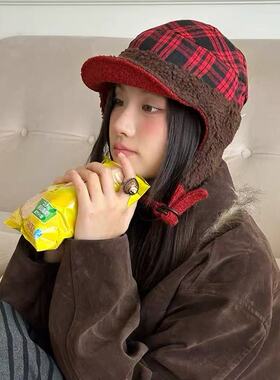 李兰迪同款日本羊羔毛飞行帽女