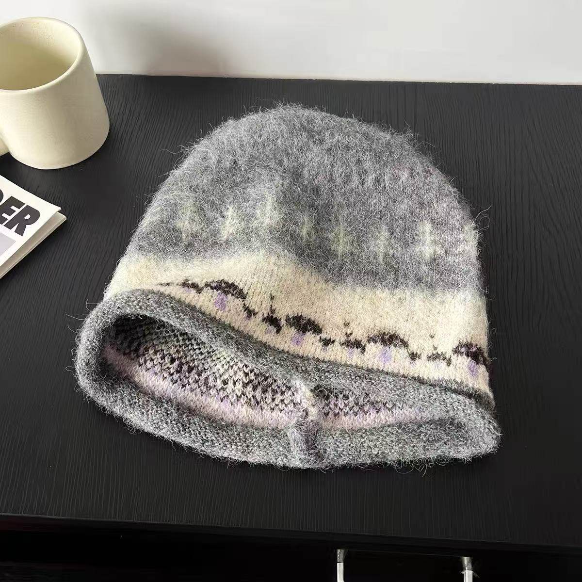 费尔岛风针织卷边堆堆帽子女2025新款冬季大头围百搭保暖护耳冷帽,淘宝优惠券,粉丝福利购,淘宝优惠卷