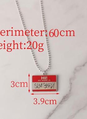 跨境热销新品痞子阿姆项链嘻哈说唱方形吊牌饰品挂件项链字母项链