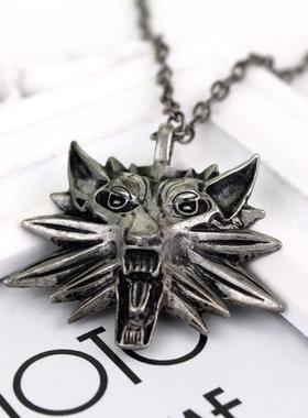 游戏周边欧美热销Witcher3 巫师3时尚个性狼头男士合金吊坠项链