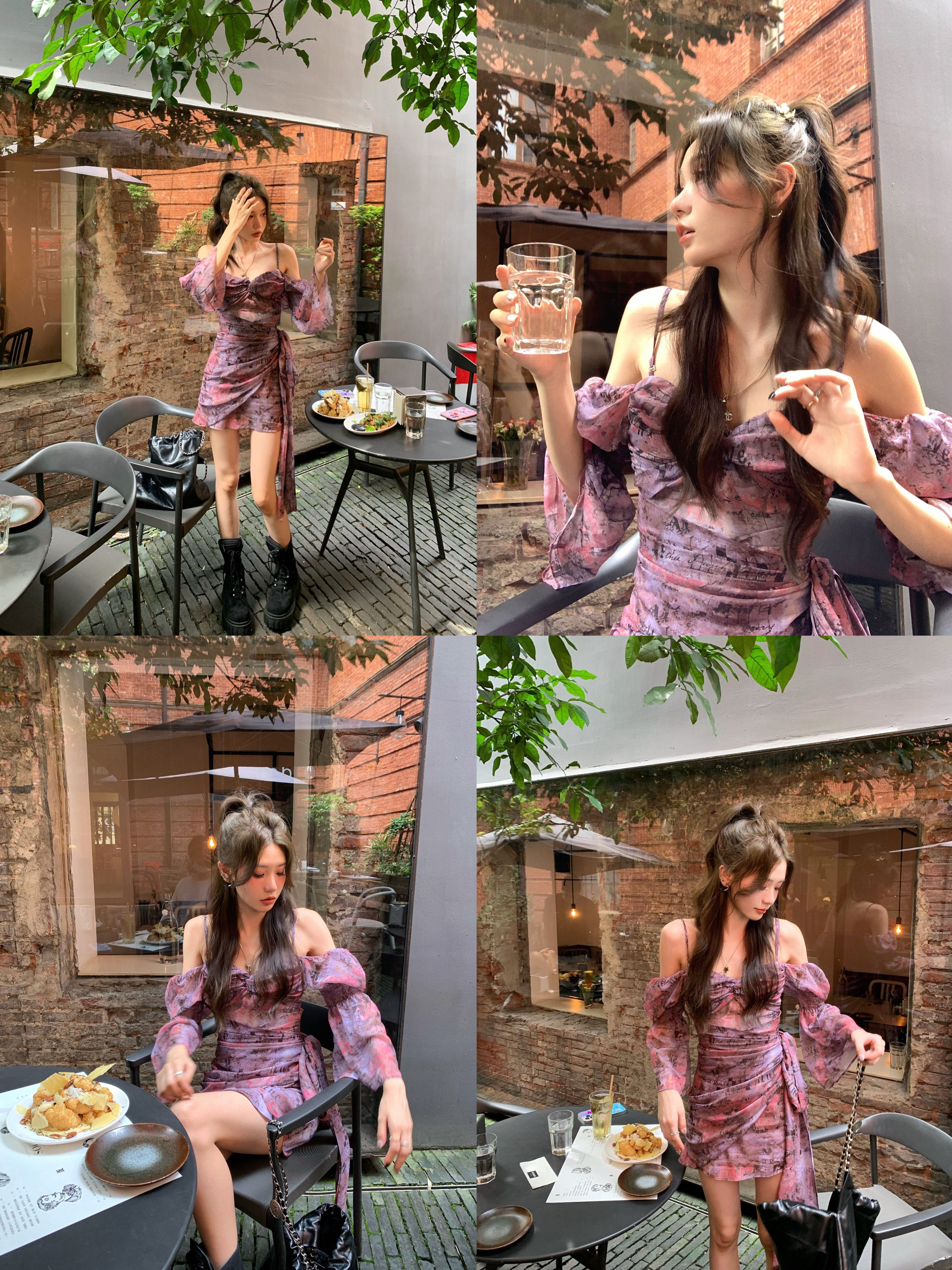 八盖pinky piggy 夜莺与蔷薇 纯欲风飘带连衣裙女一字肩a字吊带裙,淘宝优惠券,粉丝福利购,淘宝优惠卷