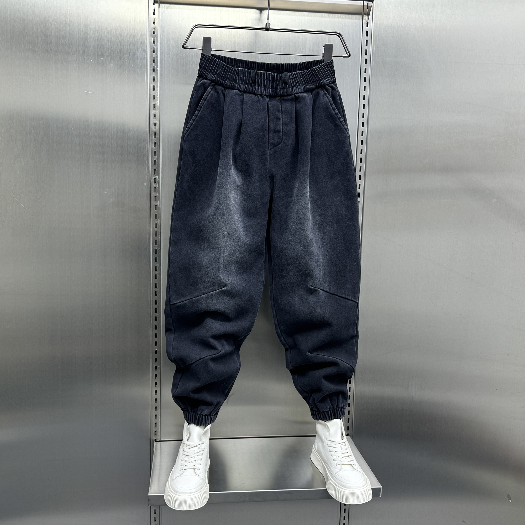 男士加绒牛仔裤冬季潮牌宽松时尚哈伦裤韩版美式痞帅加厚束脚裤,淘宝优惠券,粉丝福利购,淘宝优惠卷