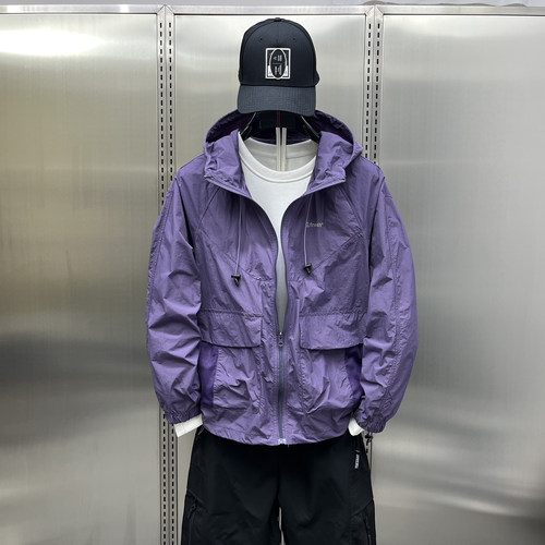 新款男衣服男青年夏季超薄户外防晒服运动百搭连帽防晒衣帅气外套 - 图1