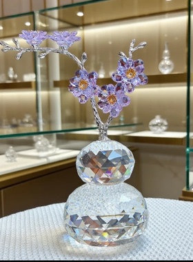 福禄紫梅K9水晶切面梅花超透葫芦开业送礼情人节玄关