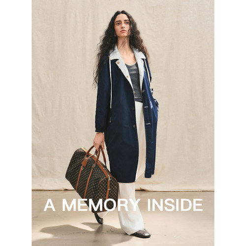 A Memory Inside两面穿抽绳连帽廓形长款风衣外套女2025春季新款 - 图1