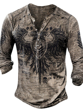 Slim Fit Collarless Casual Long Sleeve Men's T-Shirt 男士T恤