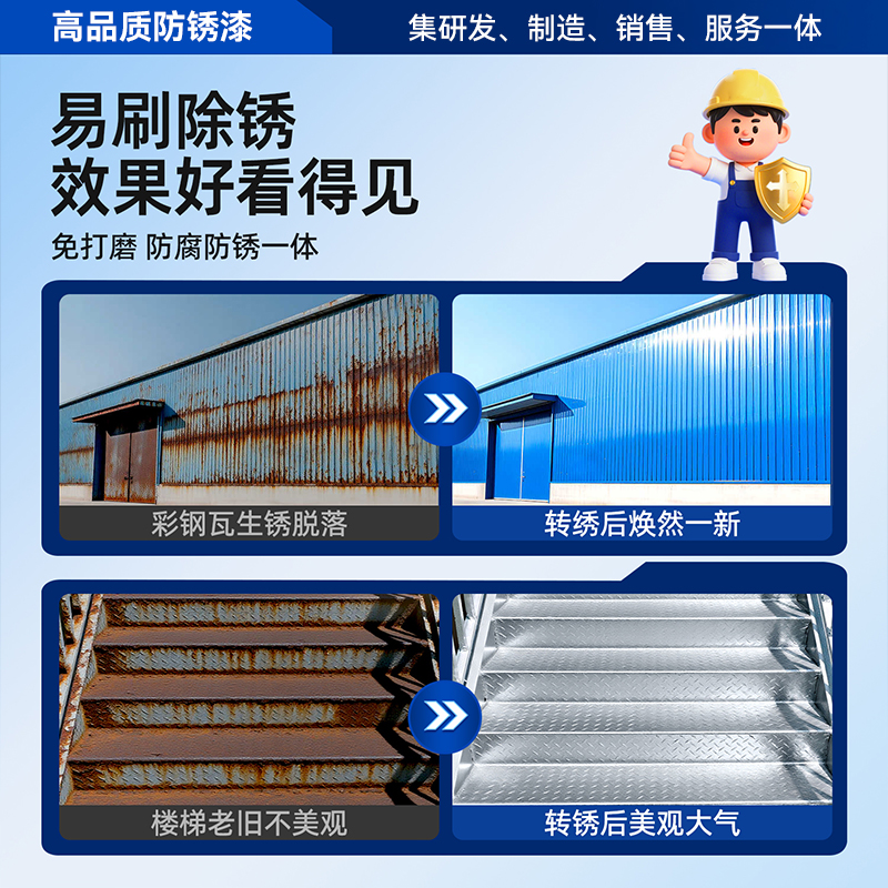 防锈漆金属防腐免打磨免除锈铁锈转化剂灰色户外栏杆翻新水性油漆 - 图2