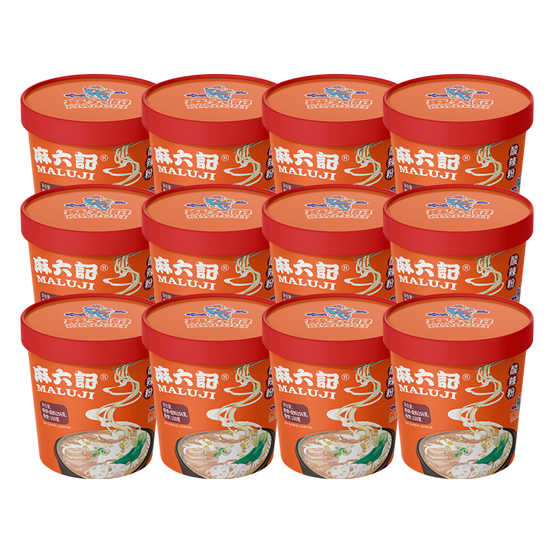 麻六记酸辣粉256g*12桶粗湿粉方便粉丝粉条冲泡即食桶装懒人夜宵