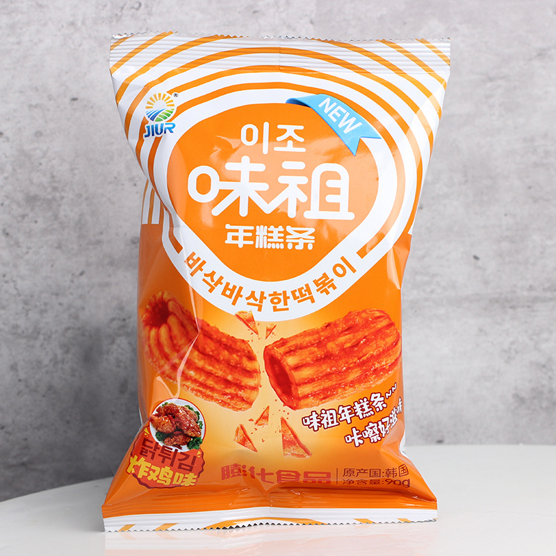 韩国进口休闲零食品九日牌哈密瓜味打糕条膨化炒年糕条100g/袋装