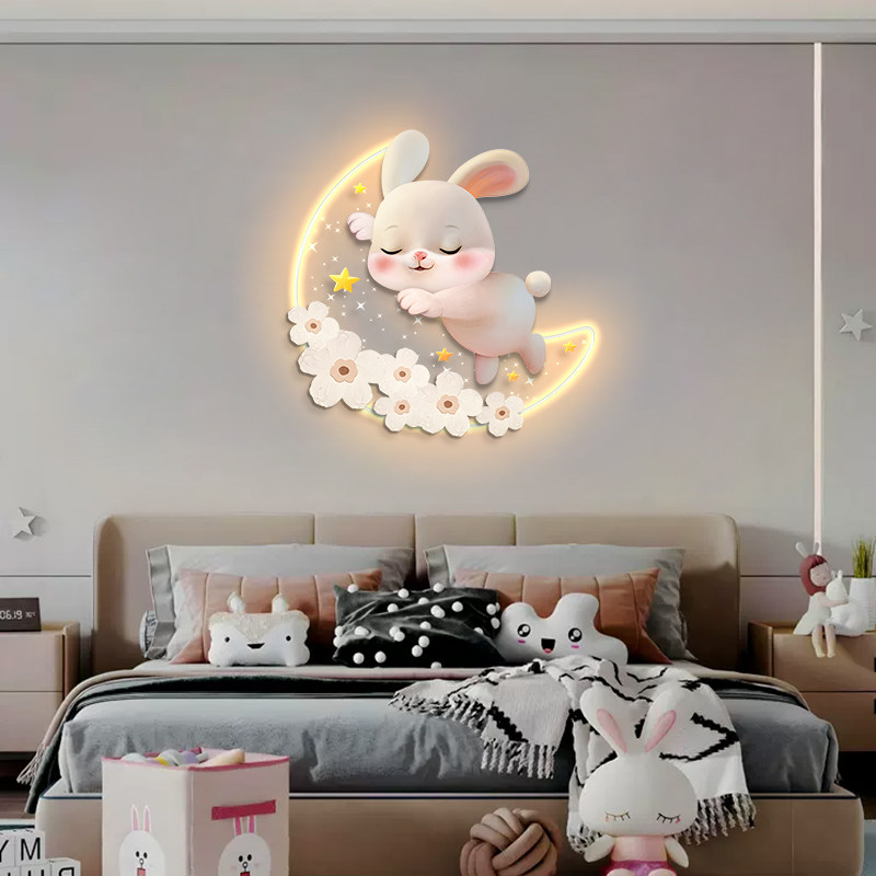 儿童房装饰画可爱公主房背景墙发光灯画温馨治愈女孩卧室床头挂画,淘宝优惠券,粉丝福利购,淘宝优惠卷