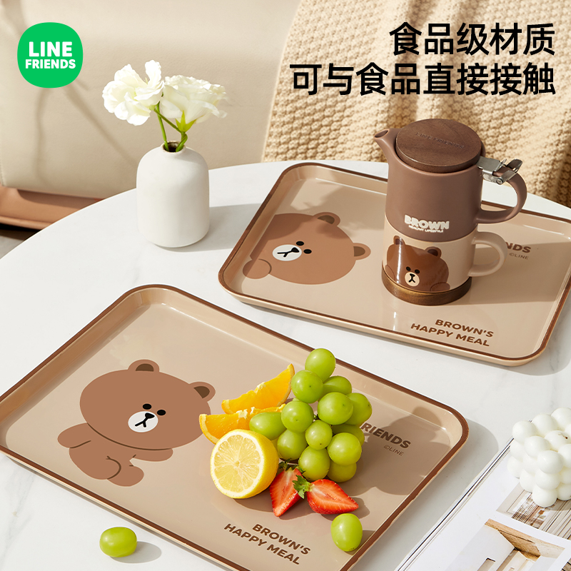 LINE FRIENDS塑料托盘长方形餐盘上班族食堂餐厅专用盘子果盘家用-图2