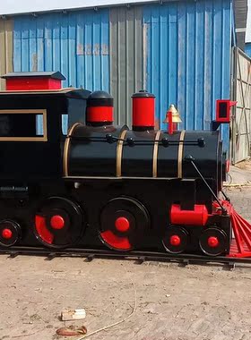 大型复古纯手工创意火车头车厢餐厅铁艺金属黑色落地庭院怀旧