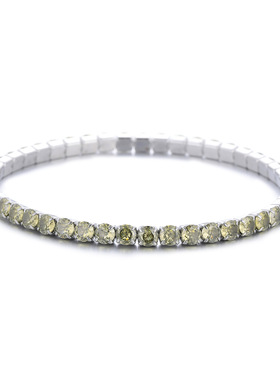 欧美弹力手链镶钻绿色锆石