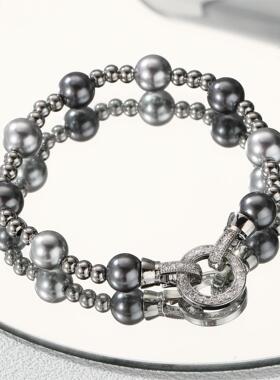 灰色珍珠手链男女款轻奢小众精致