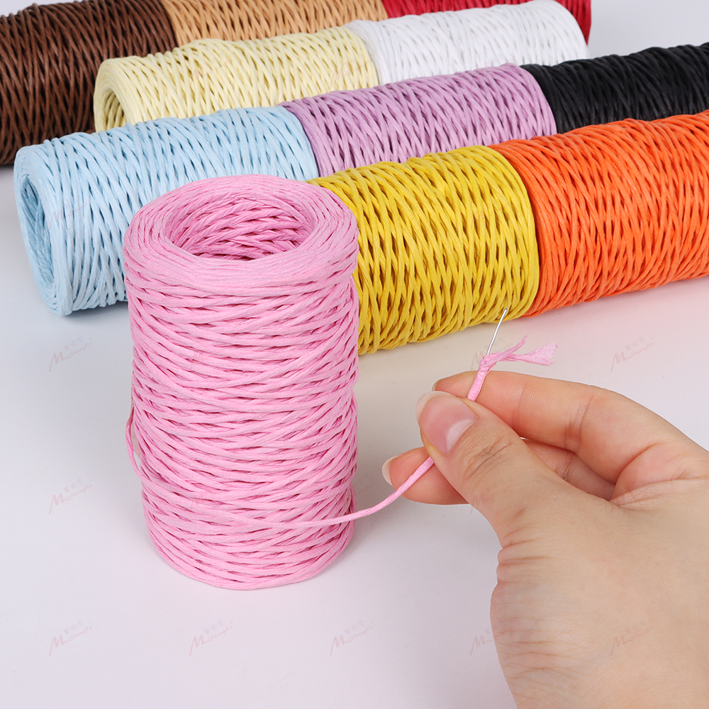 铁丝纸藤带铁丝纸绳DIY手工编织花篮花瓶2mm50米鲜花包装捆扎 - 图0