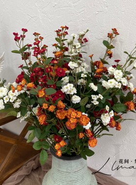 新仿真欧式多头小蔷薇 玫瑰蕾家居酒店商场婚庆摄影道具装饰花