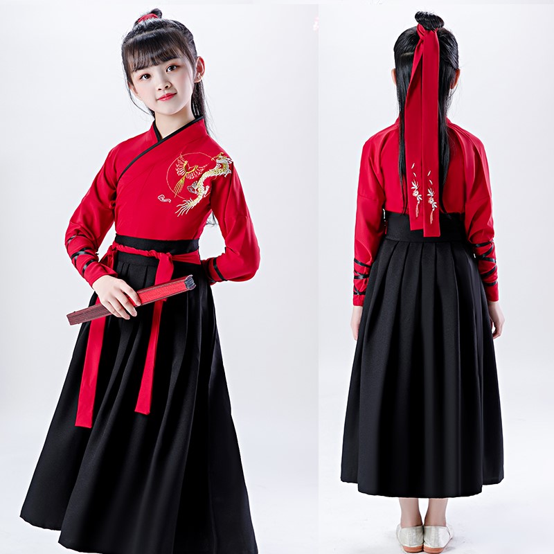 中国风儿童古装国古筝表女孩汉服 花熙初民族服装/舞台装