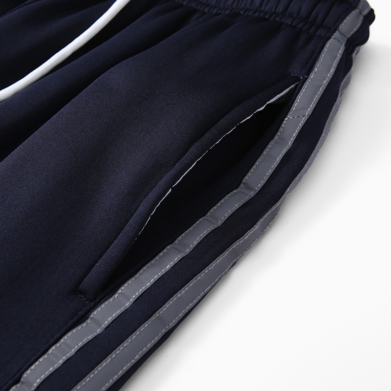 羊羔绒校服裤子学生运动宽松一条细灰杠校裤秋冬款两条杠反光条 - 图3