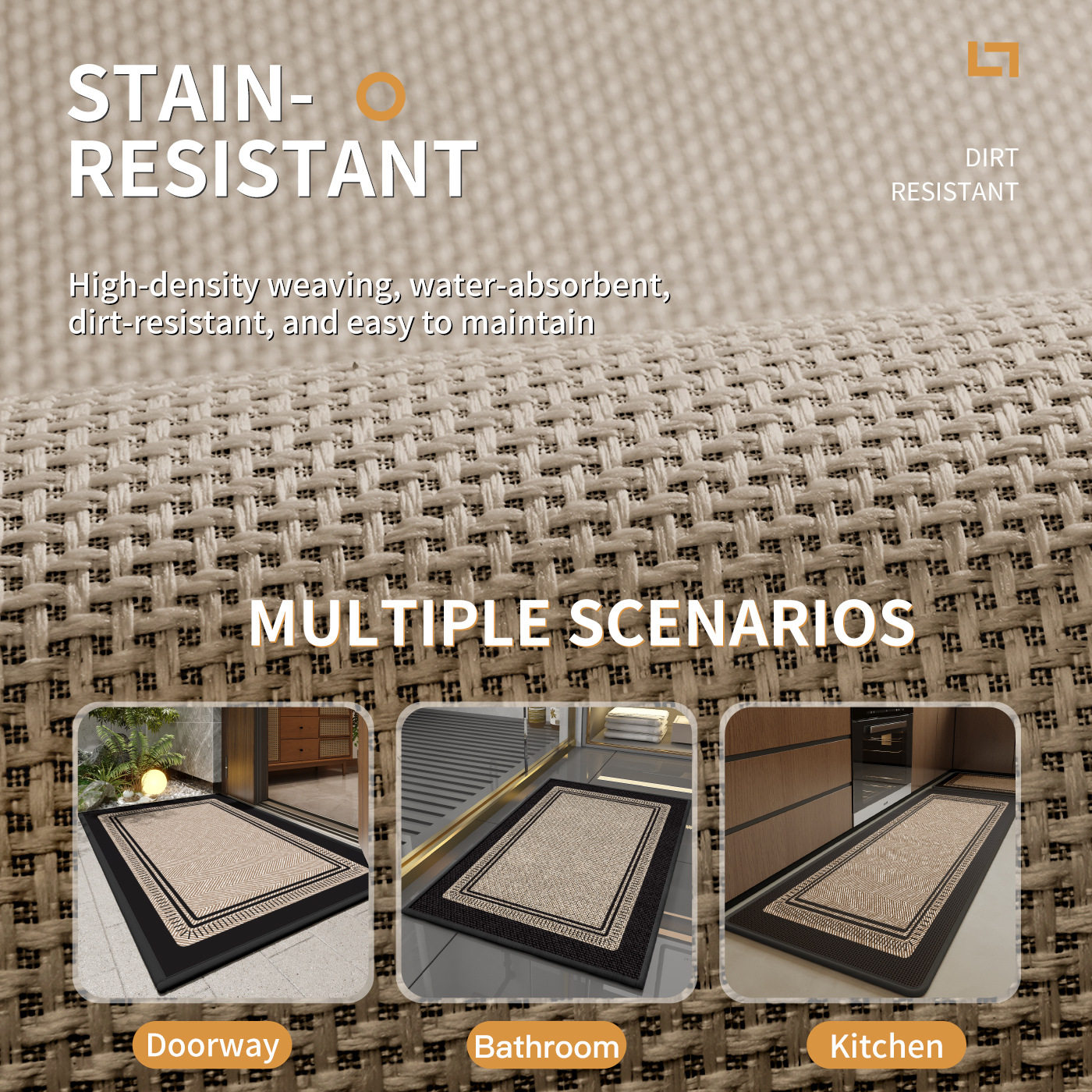 Cross-border imitation linen kitchen floor mats, special anti-slip, anti-oil, water-absorbent mats, doorway stain-resistant foot mats, no-wash long strip carpets