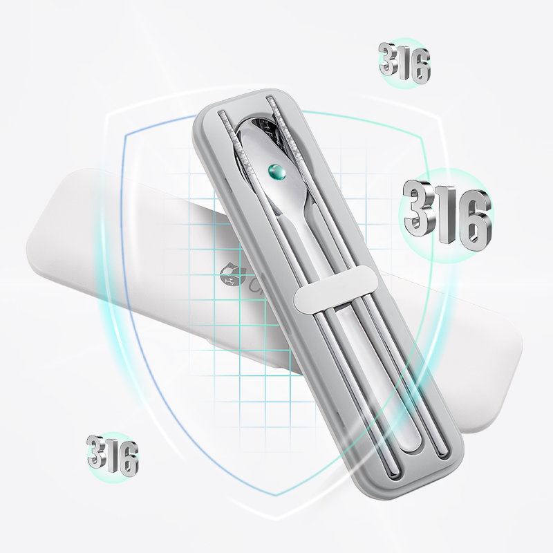 便携餐具 316不锈钢 食品级筷子勺子套装 学生白领单人装餐具盒 - 图1