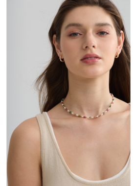 CANA GEMSPD0627 不规则碧玺珍珠项链 铜镀金不规则设计感项链