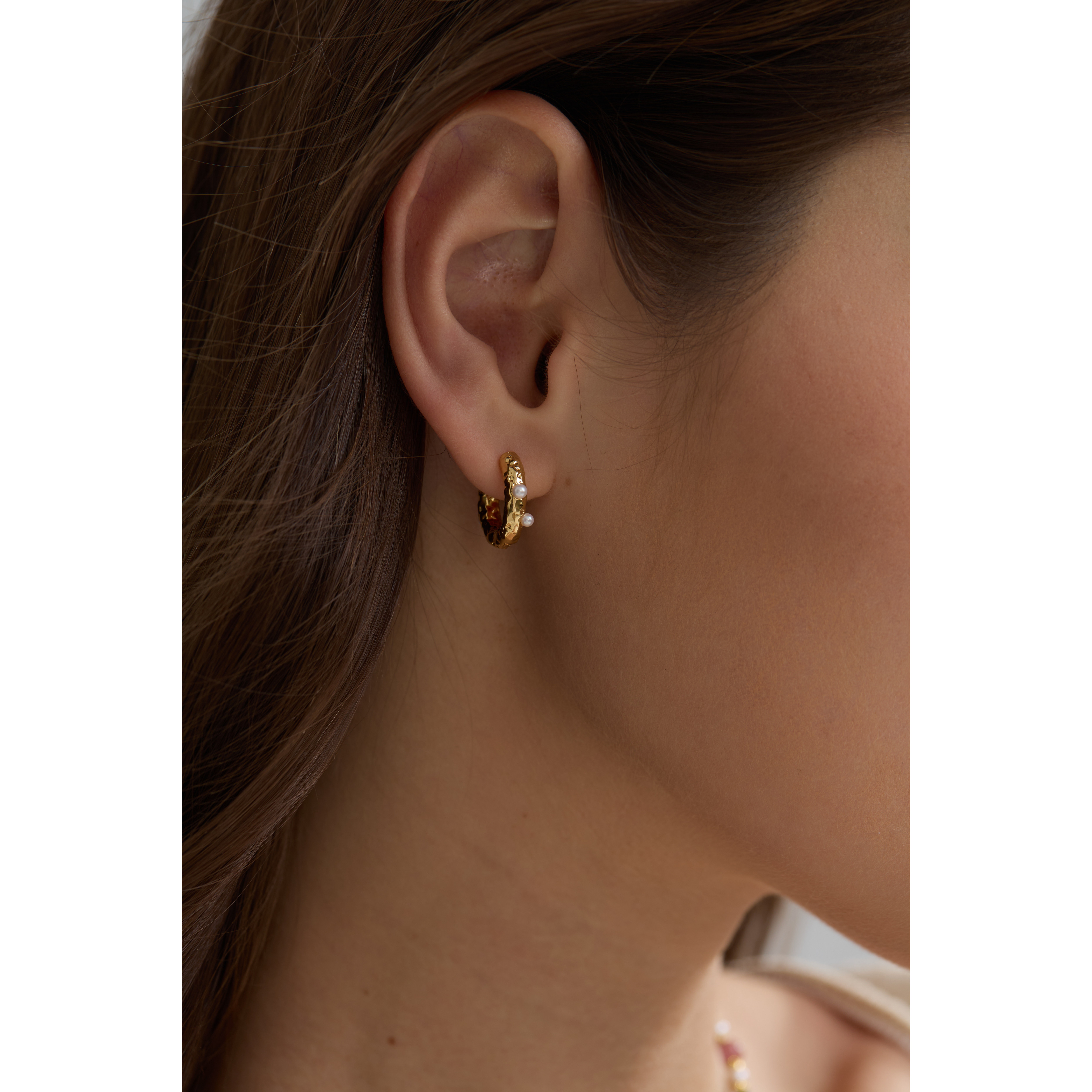 CANA GEMS PD0651 圆形肌理纹珍珠耳圈 复古文艺珍珠简约气质耳环,淘宝优惠券,粉丝福利购,淘宝优惠卷