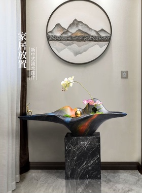 现代别墅入口流水摆件客厅大型落地循环水楼梯口喷泉景观玄关装饰