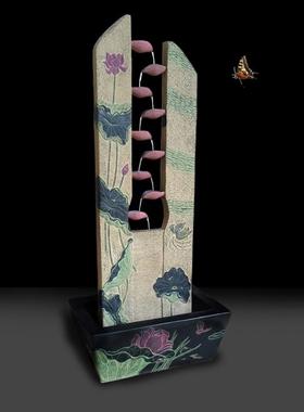 鸳鸯中式仿古工艺品假山流水喷泉盆景观家居装饰流水鸳鸯戏水摆件