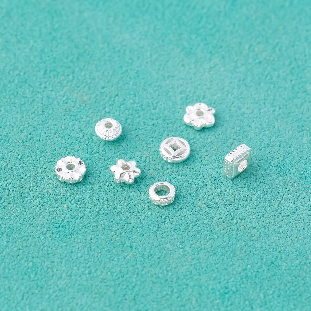『无戒』S925纯银素银小隔片垫铜钱小花散隔银珠diy手链银饰配件,淘宝优惠券,粉丝福利购,淘宝优惠卷