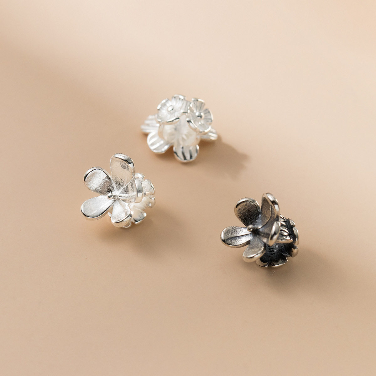 『无戒』S925纯银做旧五瓣花间隔珠DIY手串复古散珠手工编绳材料,淘宝优惠券,粉丝福利购,淘宝优惠卷