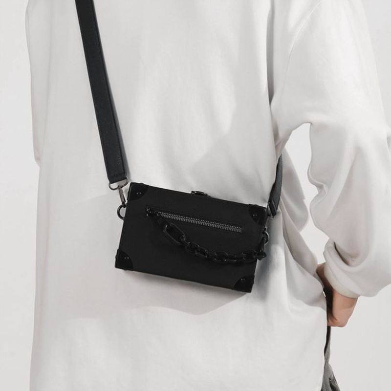 轻奢小众竖款硬盒手机包高级质感铆钉小方包男生斜挎包韩版盒子包,淘宝优惠券,粉丝福利购,淘宝优惠卷