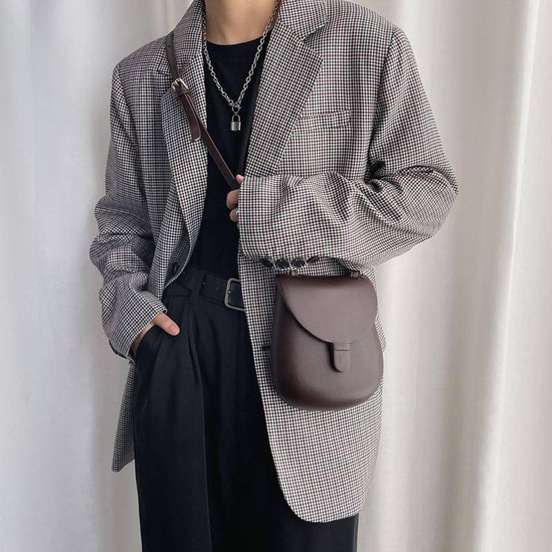 韩国复古皮质休闲翻盖斜挎包简约潮流小众设计手机包男小方包,淘宝优惠券,粉丝福利购,淘宝优惠卷