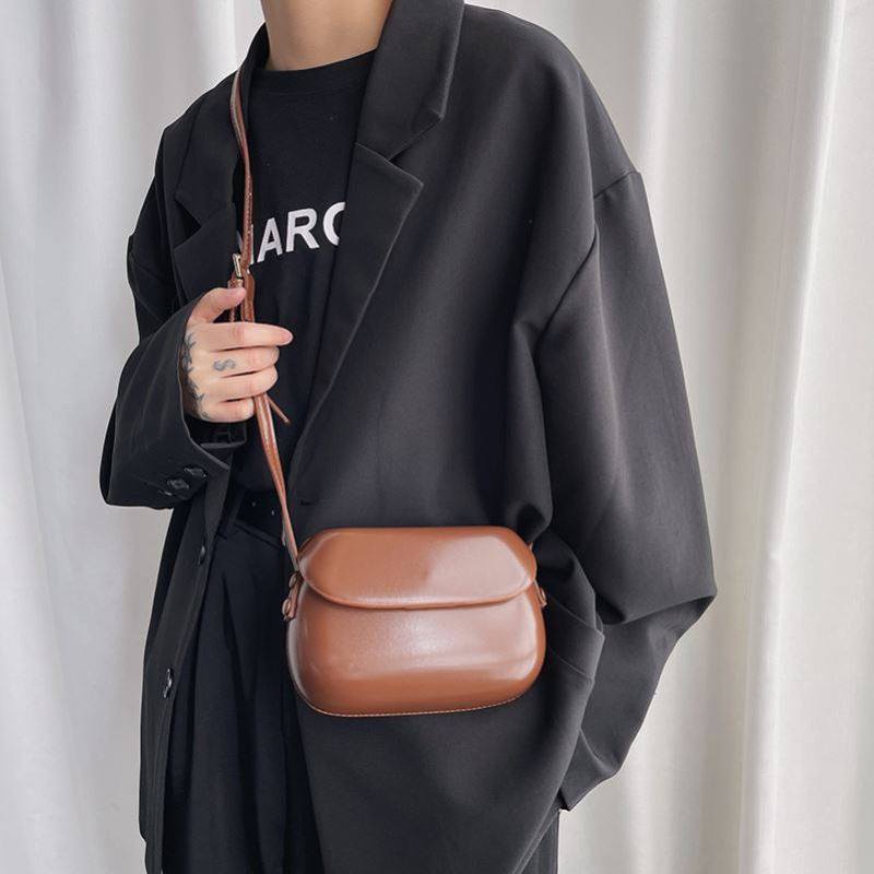 极简中性风男女翻盖小方包硬皮盒子包韩版街拍潮流休闲单肩斜挎包,淘宝优惠券,粉丝福利购,淘宝优惠卷