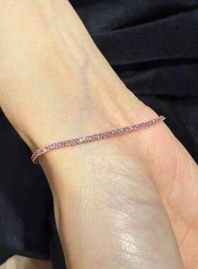极细粉色爆闪钻手链女款2026新款