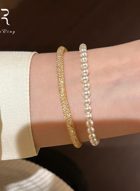 中古金色爆闪仿碎石手链精致轻奢